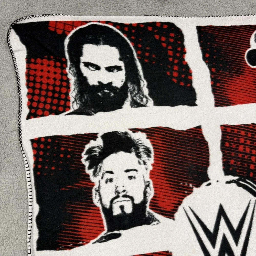 WWE Throw Blanket 50x60 Superstars Fleece Silver Buffalo Multicolor Red Soft